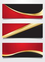 Set Luxury red black and gold background with abstract geometric graphic elements vector