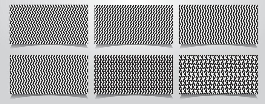 Set abstract black and white zigzag pattern background vector
