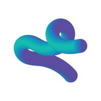 Blue and purple gradient 3D fluid squiggle shape, white background. vector