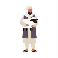 A person in traditional Middle Eastern attire, standing on a white background. vector