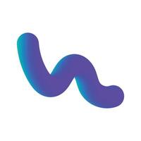 Blue and purple gradient 3D fluid squiggle shape, white background vector