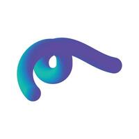 line 3d Blue and purple gradient 3D fluid squiggle shape vector