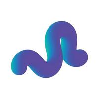 Blue and purple gradient 3D fluid squiggle shape vector