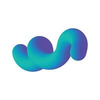 Blue gradient 3D fluid squiggle shape vector