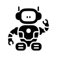 robot assistant solid style icon vector