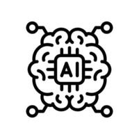 AI brain chip line style vector