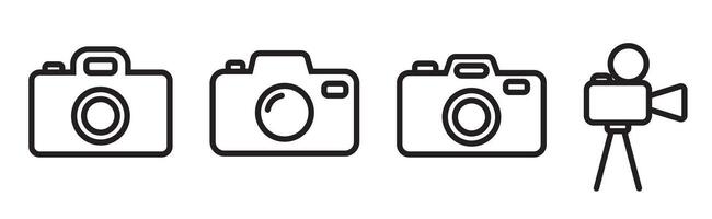 Camera icon set suitable for web design, photography blogs, social media posts, or graphic design projects needing camera imagery. vector
