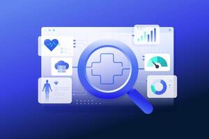 Predictive Analytics In Healthcare, big data and AI to analyze past and real-time health data illustration vector