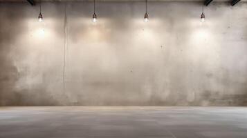 Empty room Plaster background decorated with light bulbs photo