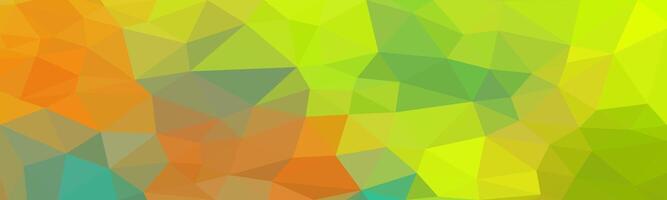 A colorful geometric background featuring a mosaic of orange, green, and yellow triangles. vector