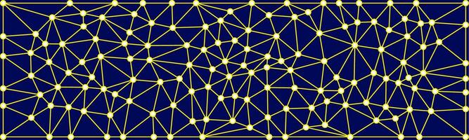 Abstract network mesh of interconnected yellow nodes and lines on a dark blue background, resembling a digital or neural network visualization. vector
