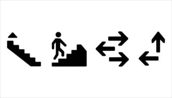 Direction Arrow and Stair Navigation Icons Set for UI and Signs vector
