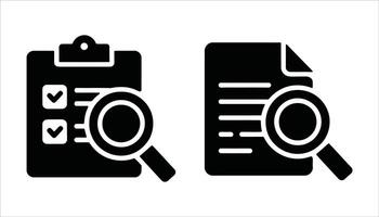 Document Search Icon with Checklist and Magnifying Glass vector