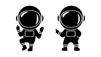 Black Astronaut Clipart in Spacesuit for Sci-Fi and Galaxy Projects vector