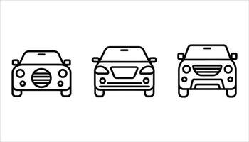 Car Front View Outline Icons Set of Vehicle Line Art Designs vector