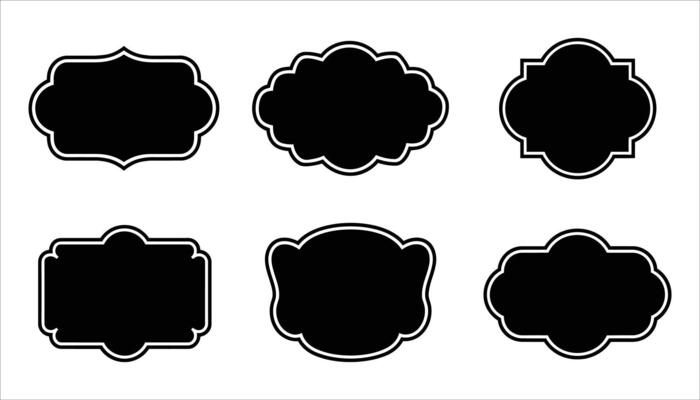 Blank Badge and Shield Shape Icons Flat Black Emblems Pack