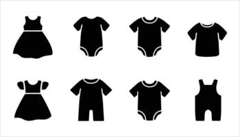 Baby Clothes Icons Set Silhouette for Newborn and Kids Fashion vector