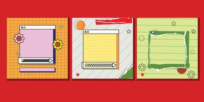 Social media post Pop-art design with retro elements, bright colors and scrapbook style social media frames for creative Content.or pop-art with retro elements, bright colors and scrapbook styl vector