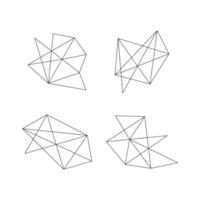 Geometrical triangle mesh line wire frame set isolated. vector