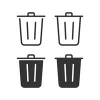 Recycle bin or trash can icon isolated flat design. vector