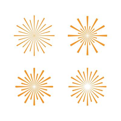 Set of orange fireworks icon isolated flat design.