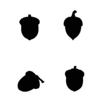 Acorn Silhouette Set Black Oak Acorn Icons Isolated on White Background for Nature and Autumn Design Themes vector