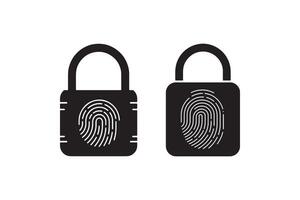Modern Biometric Lock Silhouette - Lock Icon with Fingerprint Symbol vector