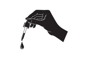 Silhouette Illustration Of Hand With Dropper - Dropper Liquid Hand Silhouette Design vector