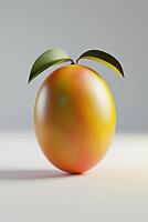 Hyper-Realistic 3D Render of Ripe Mango on White Background V Ray Pixar Style with Unreal Engine Lighting photo