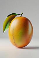Vibrant Hyperrealistic 3D Render of Ripe Mango on White Background Pixar Style CGI with Unreal Engine Detail photo