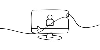 continuous line drawing of streamer symbol. abstract line art illustration vector