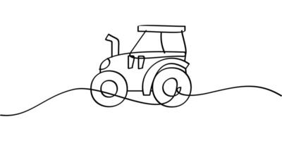 continuous line drawing of tractor symbol. abstract line art illustration modern farming theme vector