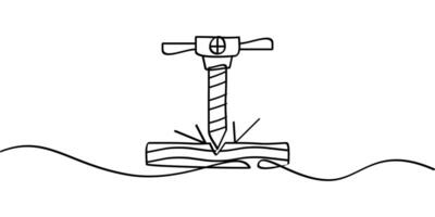 continuous line drawing of drill machine symbol. abstract line art illustration symbolizing industry vector