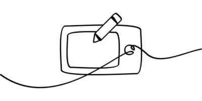 continuous line drawing of tablet symbol. abstract line art illustration vector