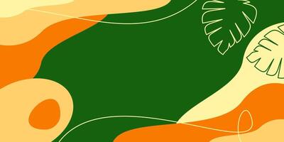 Green Earth Day Background Abstract shapes. Green and orange color design, with empty space for text. Perfect for summer design templates vector