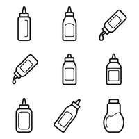 Simple Line Icons of Condiment Bottles vector