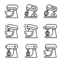 Mixer Icons Set for Baking and Cooking vector