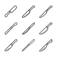 Cutting Tool Icons in Simple Line Style vector