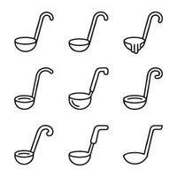 Soup Serving Icons in Line Art Style vector