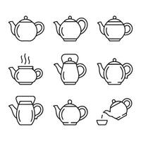 Teapot Icons in Simple Line Art Style vector