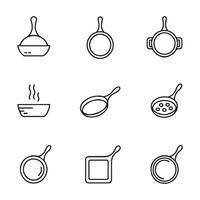Skillet and Frying Pan Icons Set vector