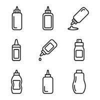 Outline Sauce Bottle Icons for Kitchen Use vector