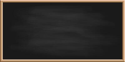 School Blackboard with Wooden Frame. Chalkboard with white Chalk Dirty Texture. Realistic Black Board for Classroom, Restaurant Menu Board Template. Rectangular Blackboard Education Chalk. Web. vector