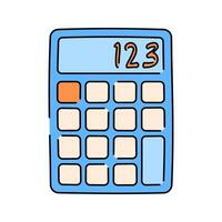 Calculator Doodle style, digital calculator with number pad, ideal for education, finance, and tech UI illustrations. vector
