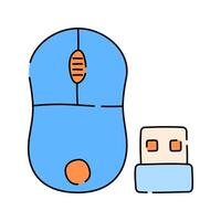 Wireless Mouse with USB dongle Doodle style, simple wireless mouse icon, useful for UI design, and digital workspace themes. vector