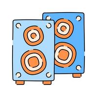 Speakers Doodle style, pair of desktop speakers with sound waves, perfect for audio tech, music UI, and multimedia designs. vector