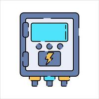 Electric Control Box Flat design style, digital power control unit, used for regulating electricity flow, ideal for industrial graphics, energy systems, and utility layouts. vector