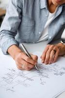 Hand drawn diagram on paper photo