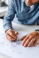Diagram sketched on paper representing a workflow or planning process photo