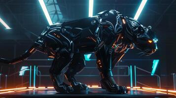 This sleek robotic panther performs stunning aerial tricks with agility and precision. photo